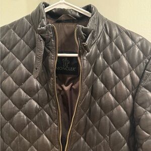 Moncler Women's Quilted Leather Jacket - Dark Brown